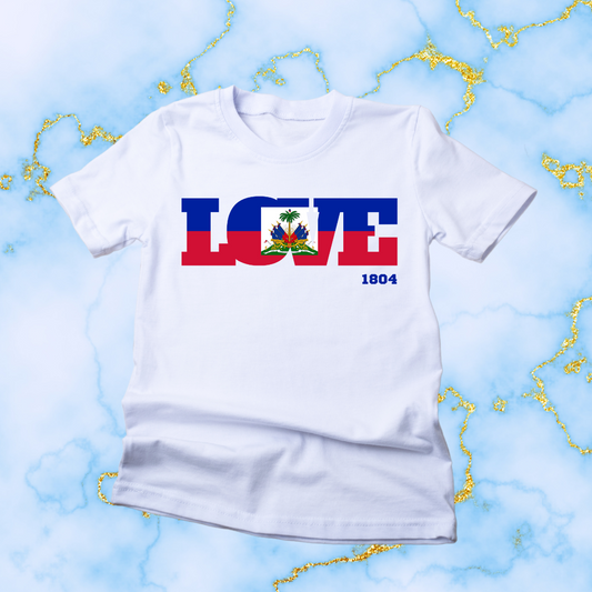 Haiti LOVE Flag T-shirt